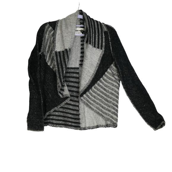 Cabi Black Gray Cardigan Sweater Women Small Wool Blend Patchwork Style 483 - Picture 8 of 9